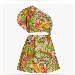 Farm Rio macaw leaves dress